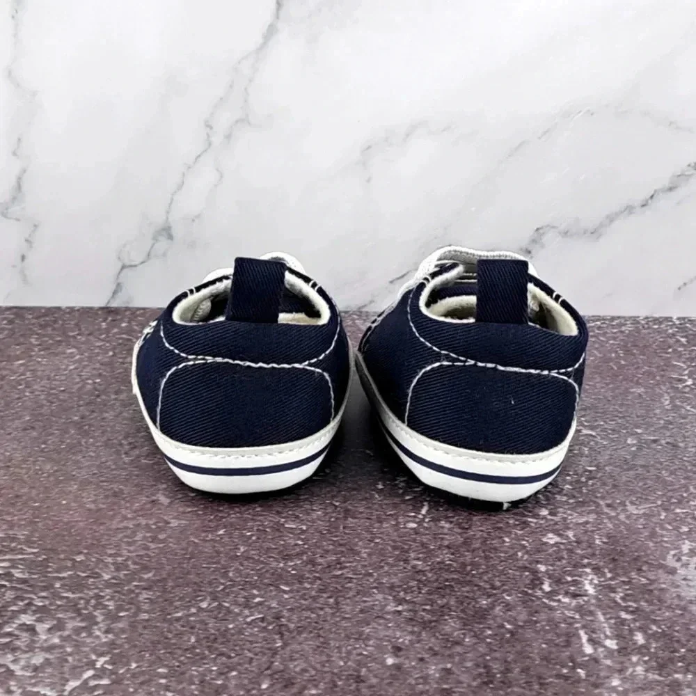 Little Me Infant Soft Bottom Shoes - Navy Blue/White sz 3-6 month - Picture 3 of 6